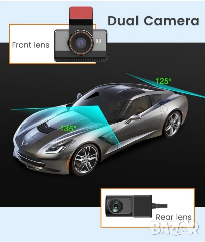 4G Lte видеорегистратор с предаване на живо за кола, двойна камера, предна задна, 2K WIFI GPS DVR, снимка 7 - Аксесоари и консумативи - 53479571