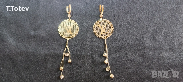 Златни дамски обеци Louis Vuitton - 8.7гр 14к 