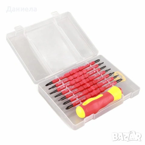 Професионален комплект двустранни изолирани отвертки с дръжка - 14в1, снимка 8 - Отвертки - 53256938