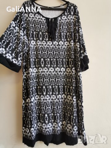 СТРАХОТНА РОКЛЯ В ЧЕРНО И БЯЛО 2XL-3XL, снимка 3 - Рокли - 41490930