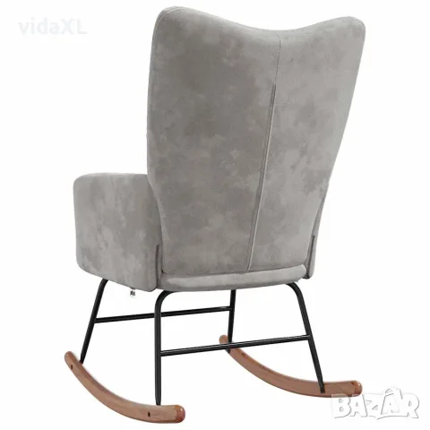 vidaXL Люлеещ се стол, светлосив, кадифе, снимка 6 - Столове - 56146882