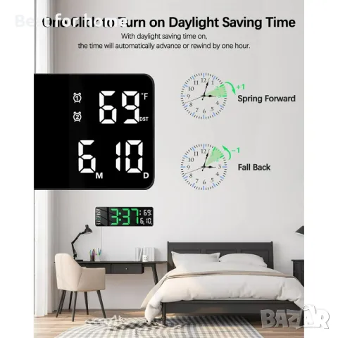 Голям офис/ хотел/ фитнес цифров стенен часовник Homartel- 40 см, снимка 2 - Друга електроника - 48743502