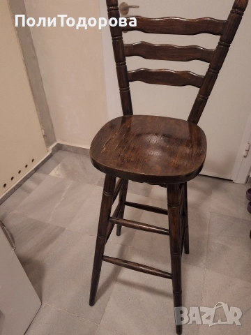 Бар стол от масивно дърво, снимка 4 - Столове - 52594008