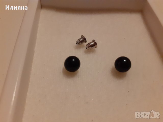 Черни топчета обеци, снимка 3 - Обеци - 35713332