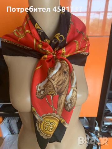 Копринен шал с десен коне, снимка 2 - Шалове - 51880148