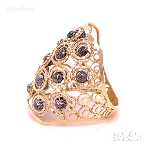 Златен дамски пръстен 3,54гр. размер:57 14кр. проба:585 модел:37051-1, снимка 2 - Пръстени - 53341158