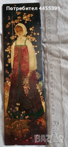 Пано Аленушка. Ръчно рисуване.Федоскино,ссср,1960-70, снимка 3 - Антикварни и старинни предмети - 50741704