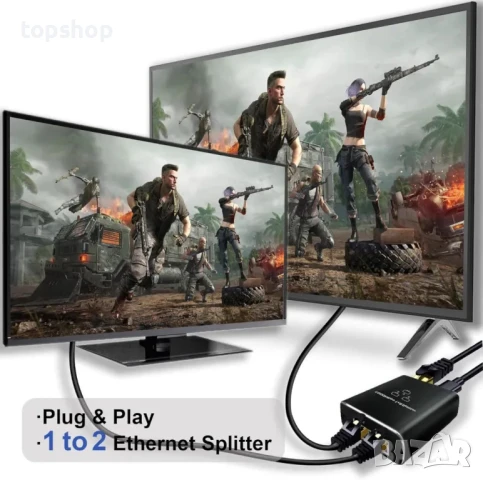 НОВ 1000Mbps Ethernet сплитер 1 вход към 2 изхода, високоскоростен, двоен порт RJ45 мрежов сплитер, снимка 8 - Кабели и адаптери - 50503821