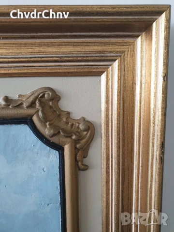 91х64см-8кг/стара голяма маслена картина-пано от гипс/голи деца/Рококо/дървена рамка, снимка 8 - Картини - 51357831