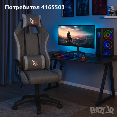 Ергономичен геймърски офис стол с лумбална и шийна опора – комфорт за игра и работа без умора, снимка 2 - Столове - 53059721