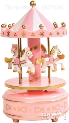 Луксозна музикална кутия с въртележка 4 коня, снимка 7 - Декорация за дома - 50840762