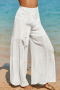 Дамски панталон в бяло, с висока талия и широки крачоли, снимка 3
