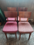 Български дървени столове с облегалка и тапицерия от плат, снимка 1 - Столове - 44711376