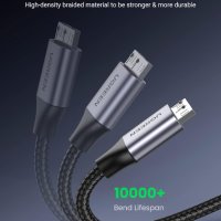 UGREEN Micro USB 3.0 кабел, USB 3.0 A към Micro B, найлонова плетена обвивка, снимка 3 - Кабели и адаптери - 42591599