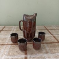 Стъклени сервизи - чаши с каничка или шише, керамика и стъкло, снимка 2 - Сервизи - 36002516