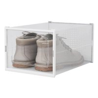 Кутия за съхранение на обувки с врата, Пластмасова, Прозрачна/ бяла, 35x25x19,2 см, снимка 3 - Кутии за съхранение - 40874702