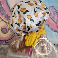 Сатенена Цветна Шапка Боне с Дизайн на Лимони за Дете КОД 2834, снимка 6 - Шапки, шалове и ръкавици - 39549374