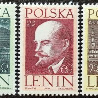 Полша, 1962 г. - пълна серия чисти марки, Ленин, 4*2, снимка 1 - Филателия - 41496117