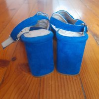 Италиански кожени сандали с велур, снимка 7 - Сандали - 42534162