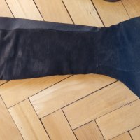 Черни класически чизми от естествен велур , снимка 2 - Дамски ботуши - 42186689