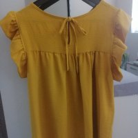 Блуза с къдри цвят горчица , снимка 3 - Ризи - 41981024