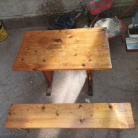 Дървена маса с пейка, снимка 1 - Маси - 41280823