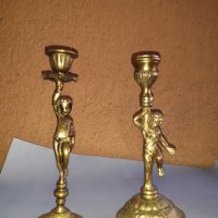 бронзови барокови свещници с фигури, снимка 6 - Антикварни и старинни предмети - 39699290