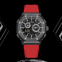 Мъжки часовник к9216с1 Naviforce red червена силиконова каишка, снимка 2 - Мъжки - 44686661