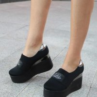 Обувки на платформа - черен неопрен - RK120, снимка 1 - Дамски ежедневни обувки - 44470774