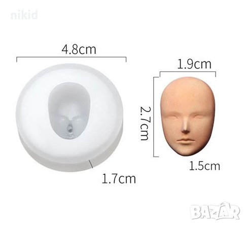 Човешко лице глава човек силиконов молд форма декорация торта фондан шоколад, снимка 1