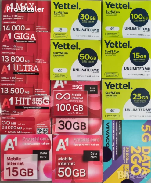 Предплатена сим карта мобилен интернет А1,Йеттел,Виваком дата eSim data sim card sms verification, снимка 1