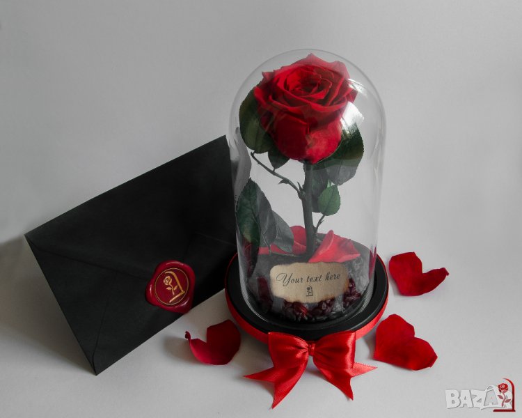 Романтичен Подарък за Жена / ЕСТЕСТВЕНА Вечна Роза в Стъкленица / Подарък за Годишнина от Сватбата, снимка 1