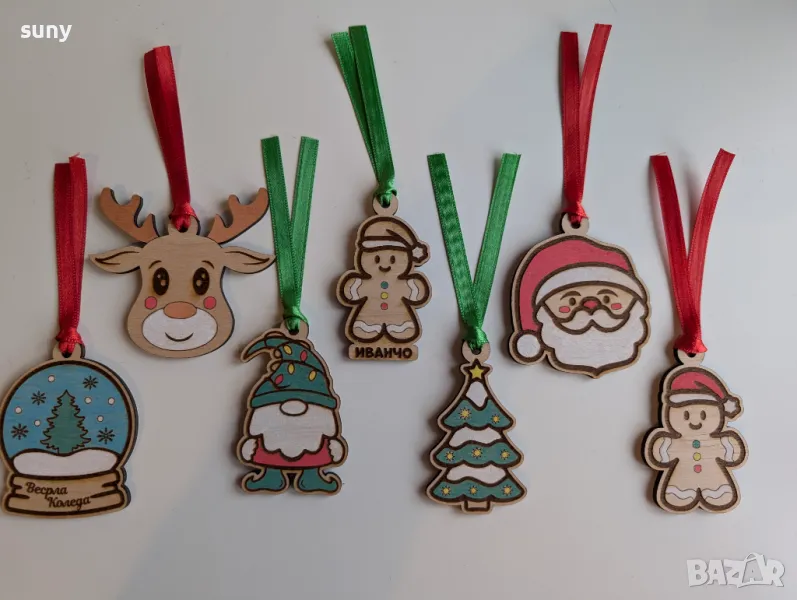 Коледни дървени играчки за украса, снимка 1