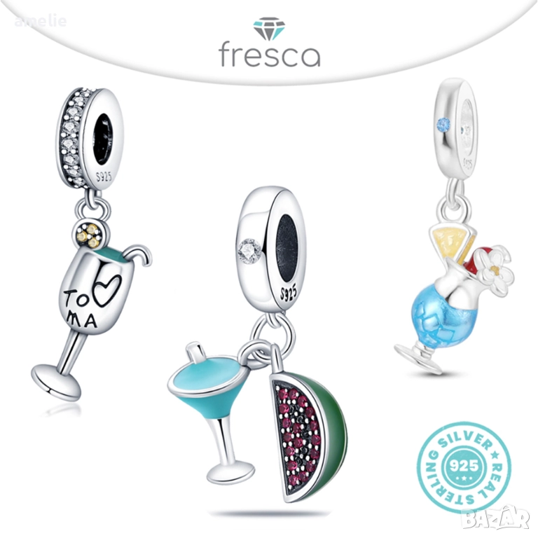 Талисман /и серия Cocktails 2 Fresca по модел Пандора Pandora с печат S 925. Колекция Amélie, снимка 1