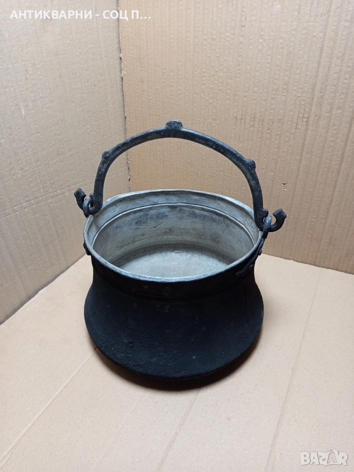 Соц Старо Ръчно Ковано Медно Менче Арания 8лт. Номер 610., снимка 1