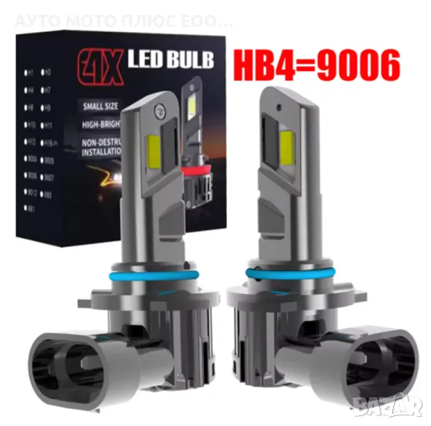 LED Диодни крушки за фарове- 9006/HB4, DC 12V, 10600LM, 6500K., снимка 1