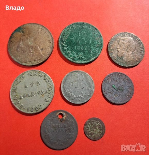 10 бани 1867, 5 бани 1884, стари чужди монети , снимка 1
