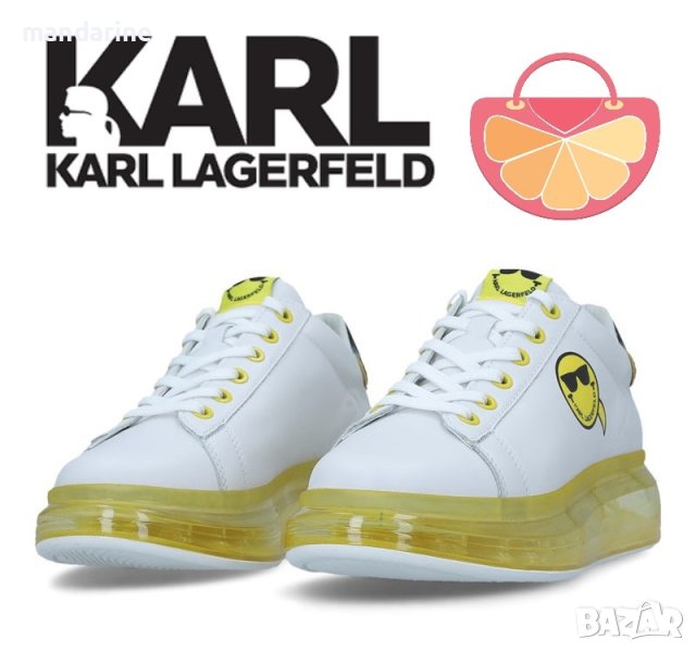 KARL LAGERFELD № 39 🍊 Дамски кожени кецове "WHITE & YELLOW" нови с кутия, снимка 1