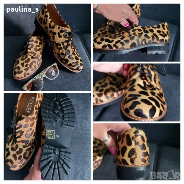 Английски обувки от естествена кожа с косъм "Office London" N 38, снимка 1