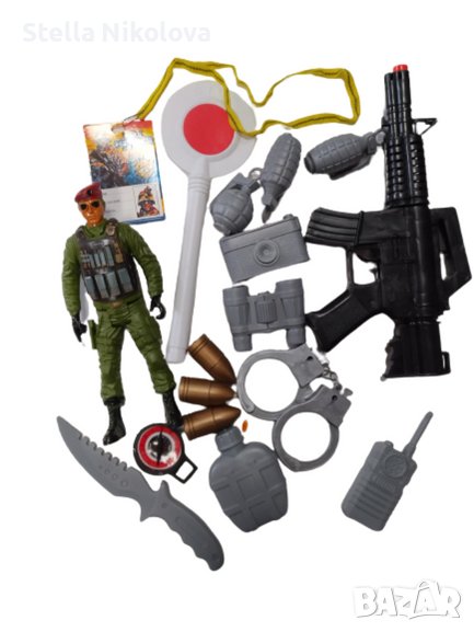 Детски рейнджърски комплект "Гранична зона" с палка, белезници, войник и др., снимка 1