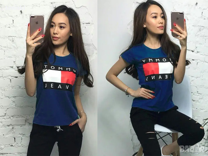 Дамски тениски Tommy Jeans принт Ралични цветове, снимка 1