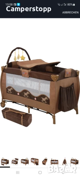 Kinderreisebett, 126/66/82cm, bis 15 kg belastbar, faltbar, снимка 1