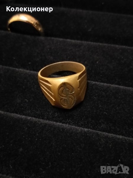 Позлатен пръстен с долар 18K 750, снимка 1