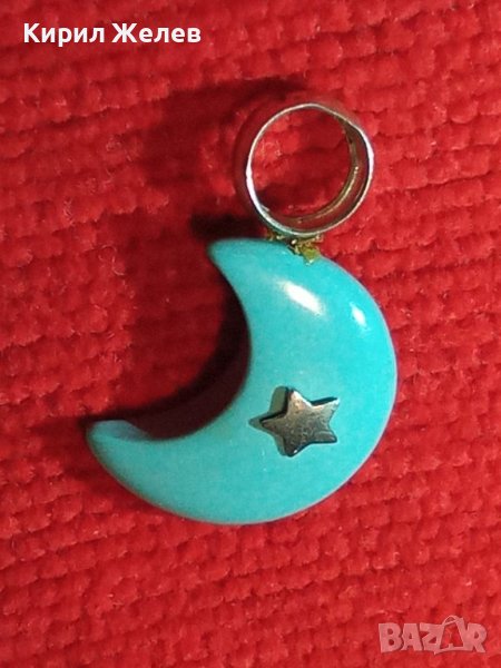 ПОЛУМЕСЕЦ и ЗВЕЗДА РЕТРО АРТ ПЕНДАНТ от СРЕБРО и ВЕНЕЦИАНСКО СТЪКЛО МУРАНО СТАРА РЪЧНА РАБОТА 26827, снимка 1