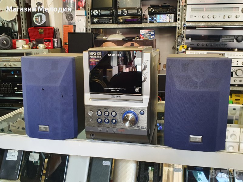 Аудиосистема Samsung MM-ZJ8 с две тонколони. Има радио с RDS, диск (mp3), касета и aux. С дистанцион, снимка 1