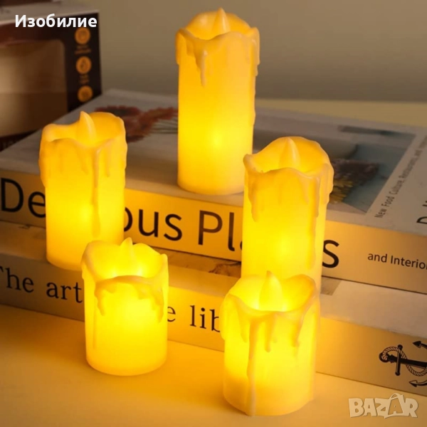 Комплект от 5 бездимни, безпламъчни, работещи с батерии LED чаени свещи Diya за декорация., снимка 1