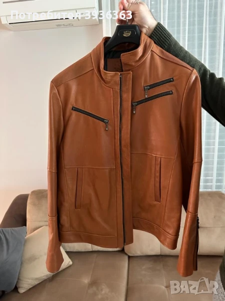 Кафяво кожено яке, снимка 1