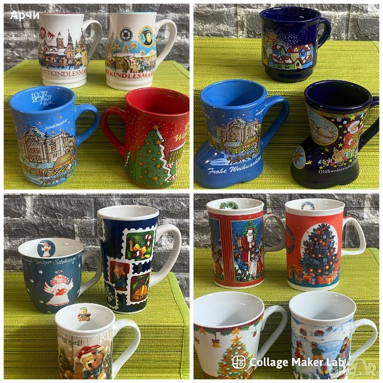 Порцеланови чаши с коледем мотив, снимка 1