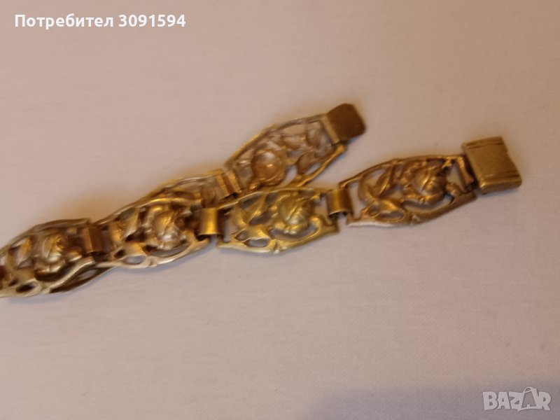 Стара гривна месинг със рози, снимка 1