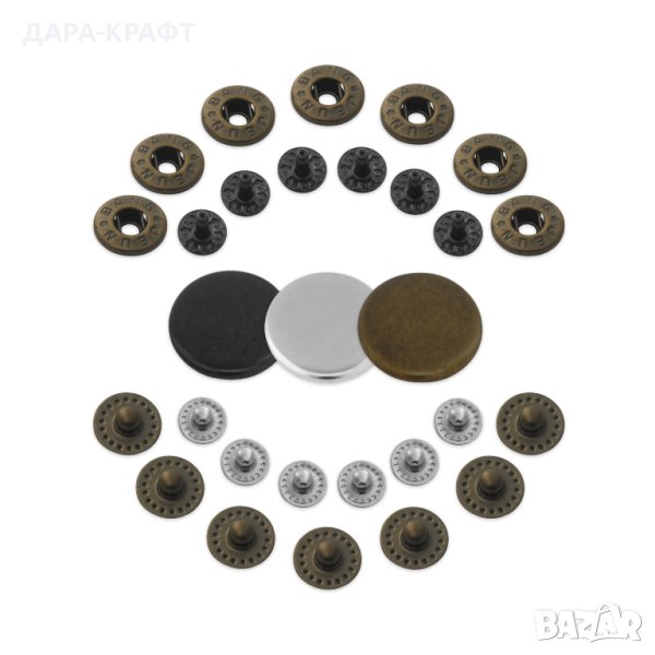 Тик-так копчета - Пружинен тип - 10мм, 12,5мм, 15мм - 10бр, снимка 1